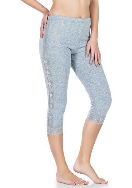 Iç Giyim Derya Kurşun Yan Kısımları Dantelli Pamuk Kumaş Yüksek Bel Kapri Tayt