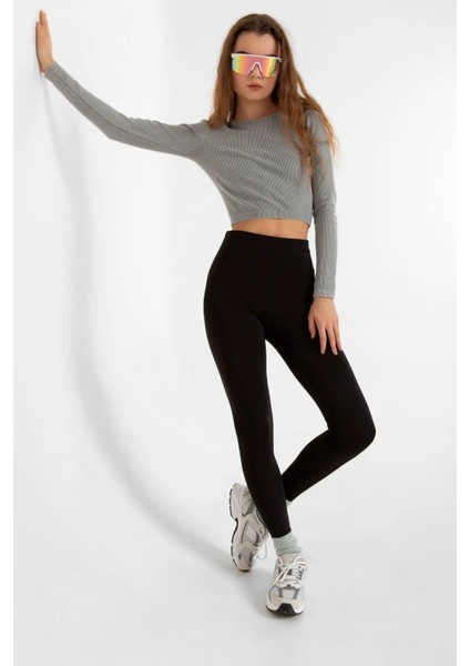 Iç Giyim Derya Kurşun Yüksek Bel Şardonlu Kışlık Tayt