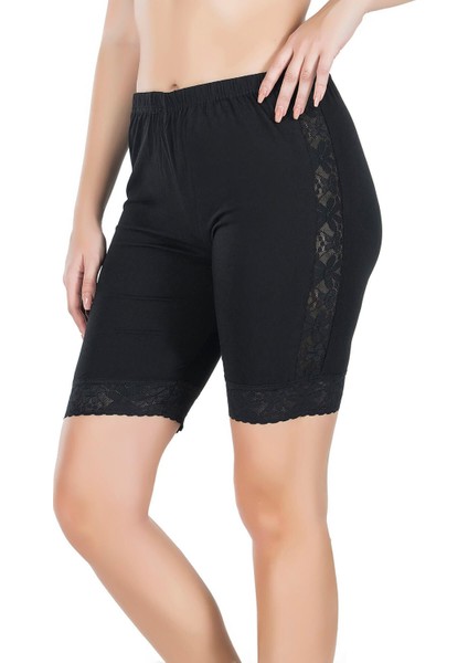 Iç Giyim Derya Kurşun Yan Kısımları Dantelli Pamuk Kumaş Yüksek Bel Diz Üsttü Tayt