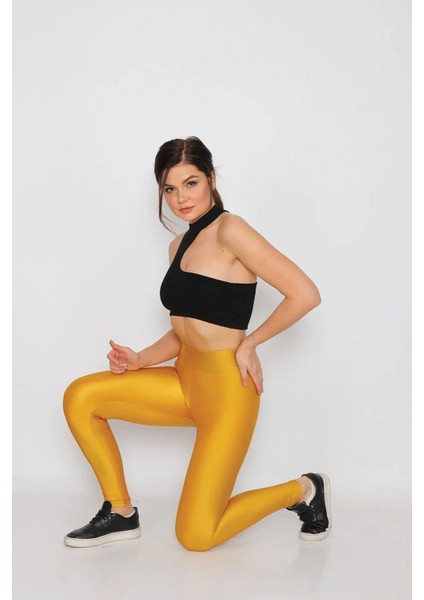 Iç Giyim Derya Kurşun Esnek Kumaş Rahat Kesim Yüksek Bel Kalın Kemerli Parlak Disco Tayt fiyatları