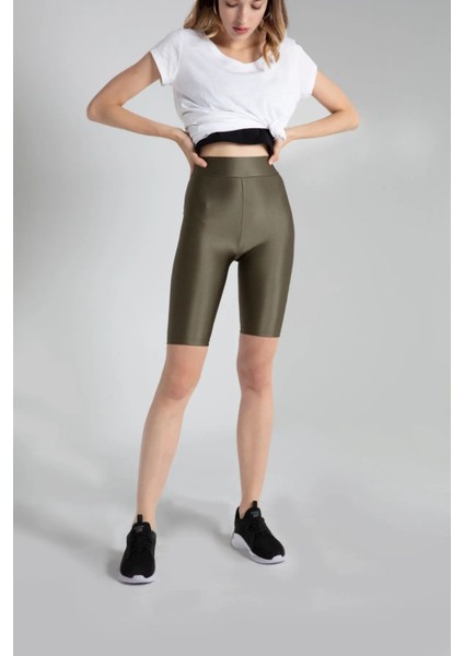 Iç Giyim Derya Kurşun Esnek Kumaş Rahat Kesim Yüksek Bel Parlak Diz Üsttü Bisikletçi Tayt fiyatları