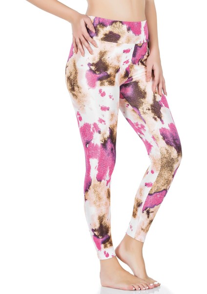 Iç Giyim Derya Kurşun Yüksek Bel Batik Desenli Renkli Sporcu Tayt