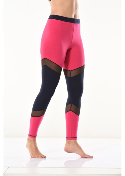 Iç Giyim Derya Kurşun Yüksek Bel Transparan Detaylı Sporcu Şık Tayt