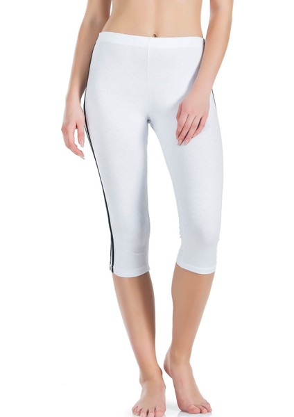 Iç Giyim Derya Kurşun Yüksek Bel Pamuk Kumaş Yandan Çift Şeritli Kapri Tayt