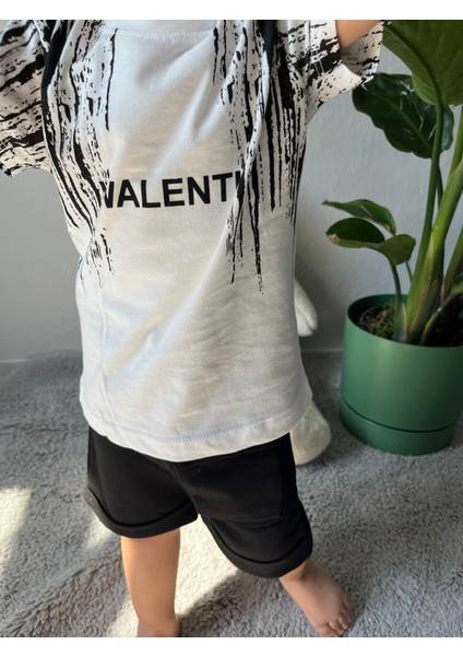 Walenti Baskılı Siyah-Beyaz Şort Alt-Üst Takım fiyatları