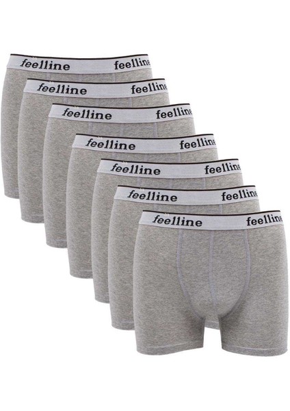 7 Adet Feelline Gri Pamuklu Doğal Likralı Erkek Boxer