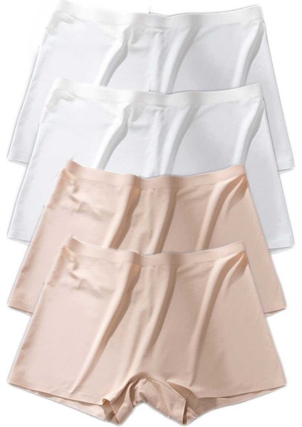4 Adet Kadın Dikişsiz Görünmez Iz Yapmaz Mini Şort Boxer Beyaz Ten fiyatları
