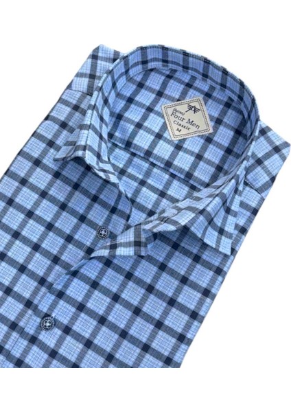 Linen Keten Klasik %100 Cotton Uzun Kollu Terletmeyen Iki Cepli Kapaklı Mavi Gömlek (Regular Kalıp) fiyatları