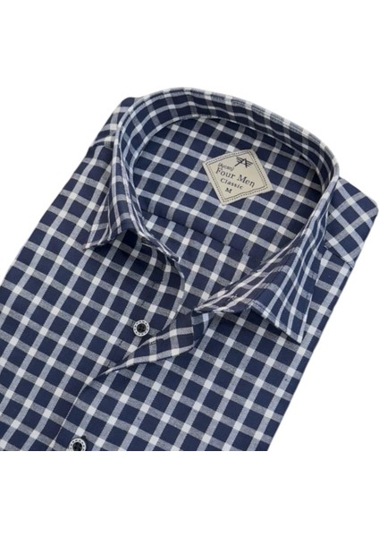 Linen Keten Klasik Kısa Kollu Iki Cepli Kapaklı Mavi Baba Gömleği (Regular Kalıp) fiyatları