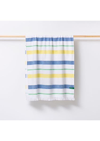 Home Banyo Peştemal Havlu Çizgili Yeşil Sarı Mavi %100 Pamuk 80x165 cm