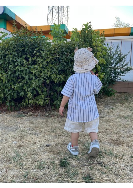 Keten Şort- Çizgili Gömlek Alt Üst Takım modelleri