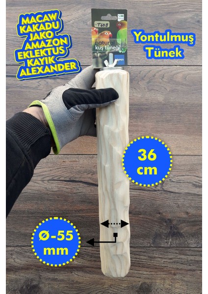 Venty 36 cm Ahşap Yontulmuş Papağan Kafes Tüneği | Macaw | Kakadu | Jako | Amazon | Eklektus | Kayık | T608 | Ayaklar Formda