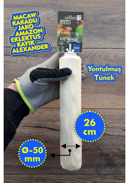Venty 26 cm Ahşap Yontulmuş Papağan Kafes Tüneği | Macaw | Kakadu | Jako | Amazon | Eklektus | Kayık | L205 | Ayaklar Formda