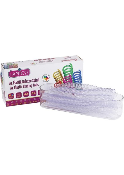 38 mm 3:1 Helezon Spiral Şeffaf 50'li, Dayanıklı ve Şık Tasarım