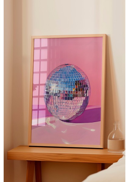Ahşap Çerçeveli Tablo, Disco Topu Illüstrasyonu, Salon Dekoru Poster No: 111880 fiyatları
