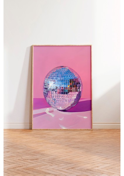 Ahşap Çerçeveli Tablo, Disco Topu Illüstrasyonu, Salon Dekoru Poster No: 111880 modelleri