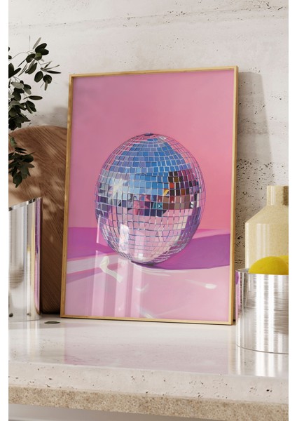Ahşap Çerçeveli Tablo, Disco Topu Illüstrasyonu, Salon Dekoru Poster No: 111880 fırsatları