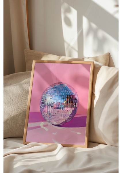 Ahşap Çerçeveli Tablo, Disco Topu Illüstrasyonu, Salon Dekoru Poster No: 111880 indirimleri
