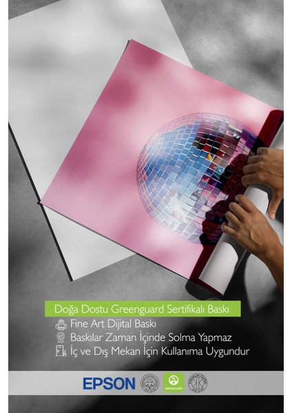 Ahşap Çerçeveli Tablo, Disco Topu Illüstrasyonu, Salon Dekoru Poster No: 111880