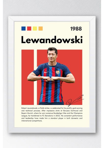 Robert Lewandowski Çerçeveli Tablo - Dekoratif Çerçeveli Futbolcu Poster Tablo