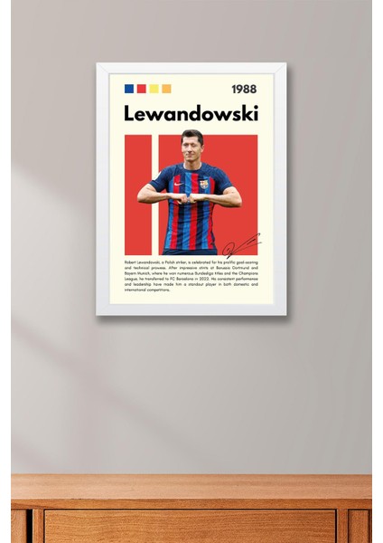 Robert Lewandowski Çerçeveli Tablo - Dekoratif Çerçeveli Futbolcu Poster Tablo fiyatları