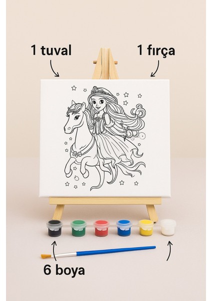 Çocuklar Için Eğitici Prenses Desenli Tuval Boyama Seti Tuval,fırça,akrilik Boya Seti modelleri