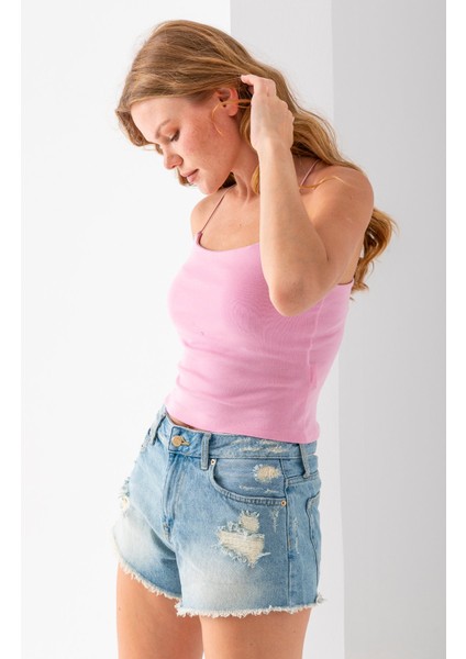 Kadın Kare Yaka Ince Askılı Basic Atlet Pembe - MS0000514 fiyatları