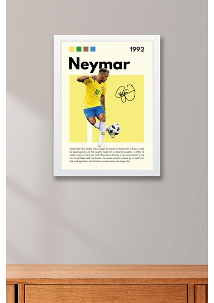 Neymar Çerçeveli Tablo - Dekoratif Çerçeveli Futbolcu Poster Tablo fiyatları