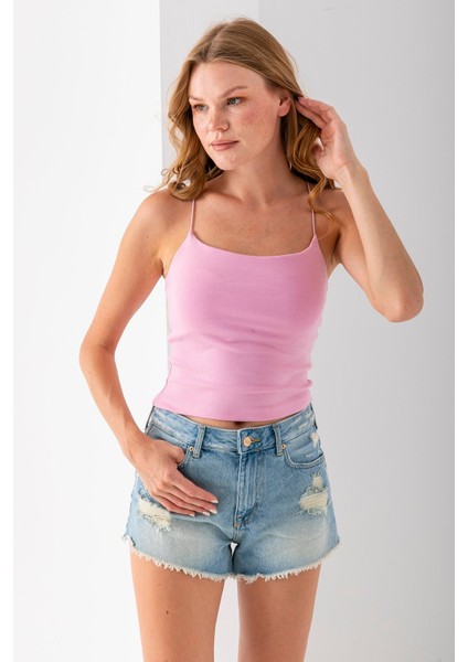 Kadın Kare Yaka Ince Askılı Basic Atlet Pembe - MS0000514 modelleri