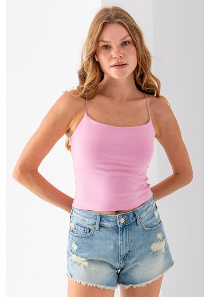 Kadın Kare Yaka Ince Askılı Basic Atlet Pembe - MS0000514 fırsatları