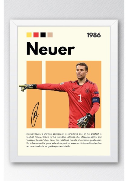 Manuel Neuer Çerçeveli Tablo - Dekoratif Çerçeveli Futbolcu Poster Tablo