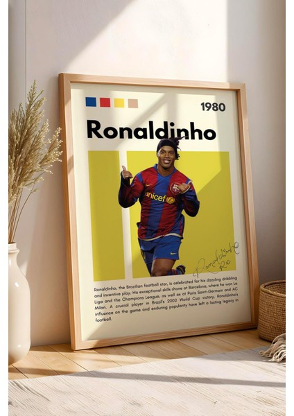 Ronaldinho Çerçeveli Tablo - Dekoratif Çerçeveli Futbolcu Poster Tablo
