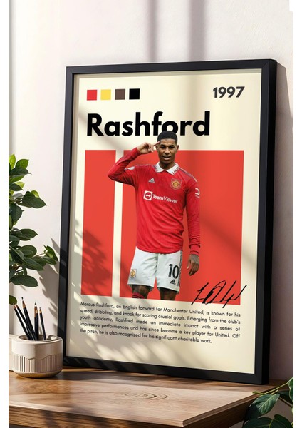 Marcus Rashford Çerçeveli Tablo - Dekoratif Çerçeveli Futbolcu Poster Tablo