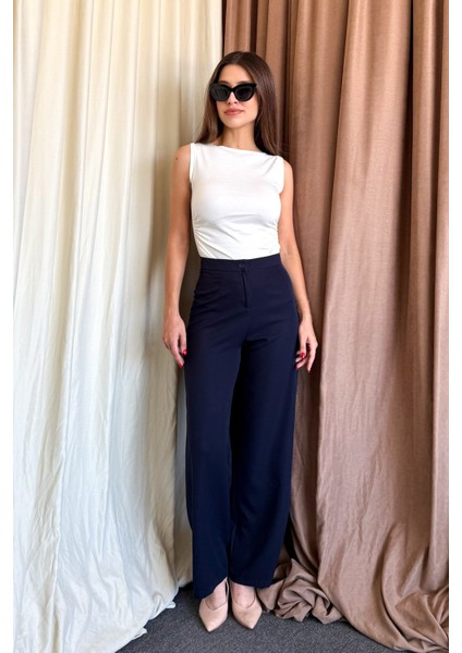 Kadın Yüksel Bel Ispanyol Paça Kumaş Pantolon 2225