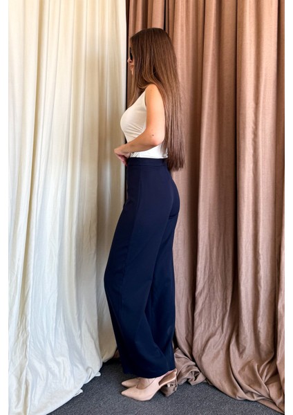 Kadın Yüksel Bel Ispanyol Paça Kumaş Pantolon 2225 modelleri