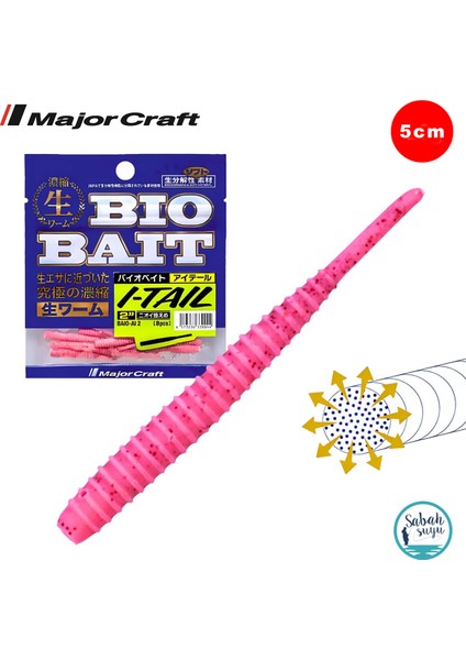 Biobait I-Tail Kokulu Silikon 5cm #04 Pink (8 Adet) Yem