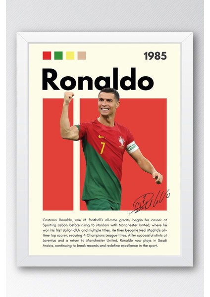 Cristiano Ronaldo Çerçeveli Tablo - Dekoratif Çerçeveli Futbolcu Poster Tablo