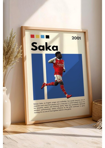 Bukayo Saka Çerçeveli Tablo - Dekoratif Çerçeveli Futbolcu Poster Tablo