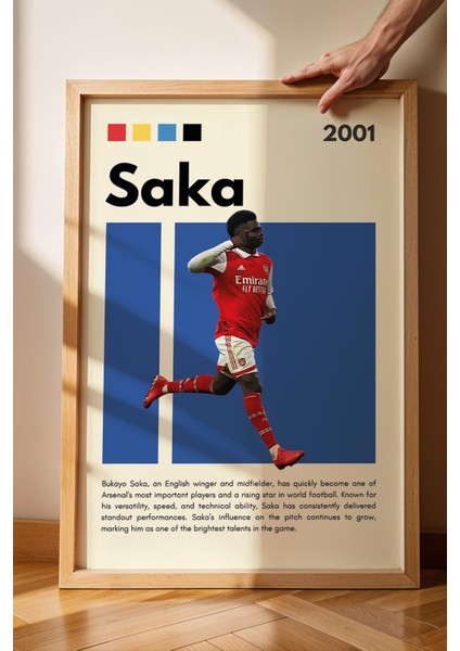Bukayo Saka Çerçeveli Tablo - Dekoratif Çerçeveli Futbolcu Poster Tablo fiyatları