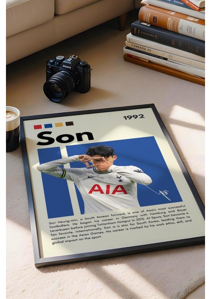 Son Heung-Min Çerçeveli Tablo - Dekoratif Çerçeveli Futbolcu Poster Tablo fiyatları