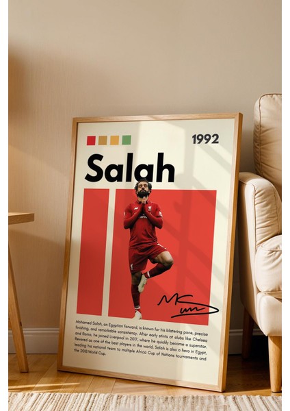 Muhammed Salah Çerçeveli Tablo - Dekoratif Çerçeveli Futbolcu Poster Tablo