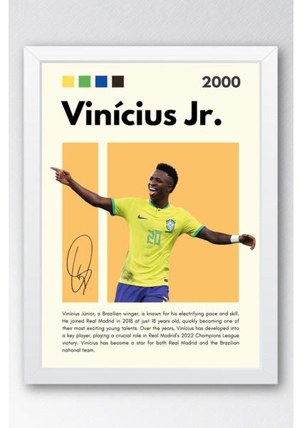 Vinicius Junior Çerçeveli Tablo - Dekoratif Çerçeveli Futbolcu Poster Tablo