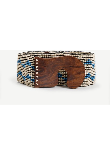 Geometrik Desenli Elastik Boncuk Kemer