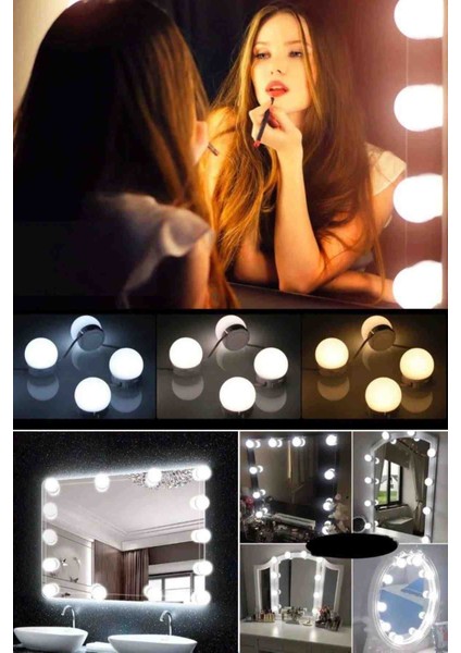 Hollywood Tarzı 10'lu LED Makyaj Aynası Lambası USB Işıklı Top Dekoratif Aydınlatma Güzellik Seti fiyatları