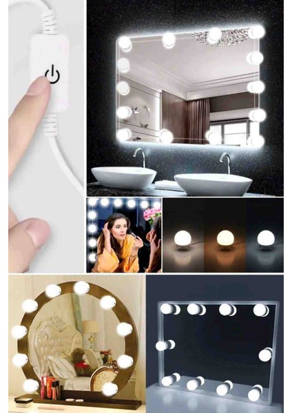 Hollywood Tarzı 10'lu LED Makyaj Aynası Lambası USB Işıklı Top Dekoratif Aydınlatma Güzellik Seti modelleri