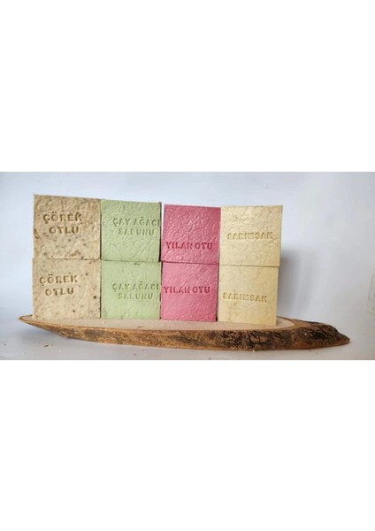 Doğal Üretim Sabunu Karışık (Çörekotu-Çay Ağacı-Yılan Otu-Sarımsak) 8'li Set
