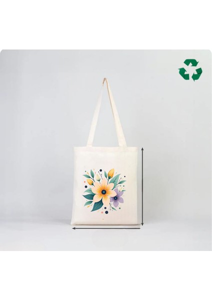 Bez Çanta Dtf Çiçek Baskili