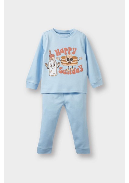 Erkek Bebek Pijama Takımı Baskılı Uzun Kollu Üst Uzun Alt F0547A525AU