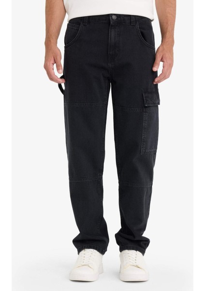 %100 Pamuk Relax Fit Geniş Paça Kargo Cepli Jean Pantolon indirimleri