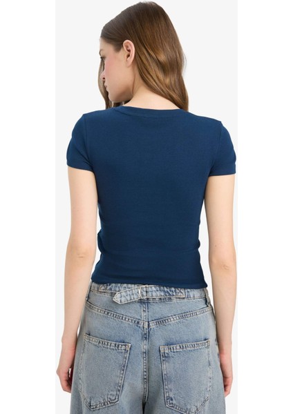 Coool Fitted Bisiklet Yaka Ribana Kısa Kollu Tişört E0288AX25AU indirimleri